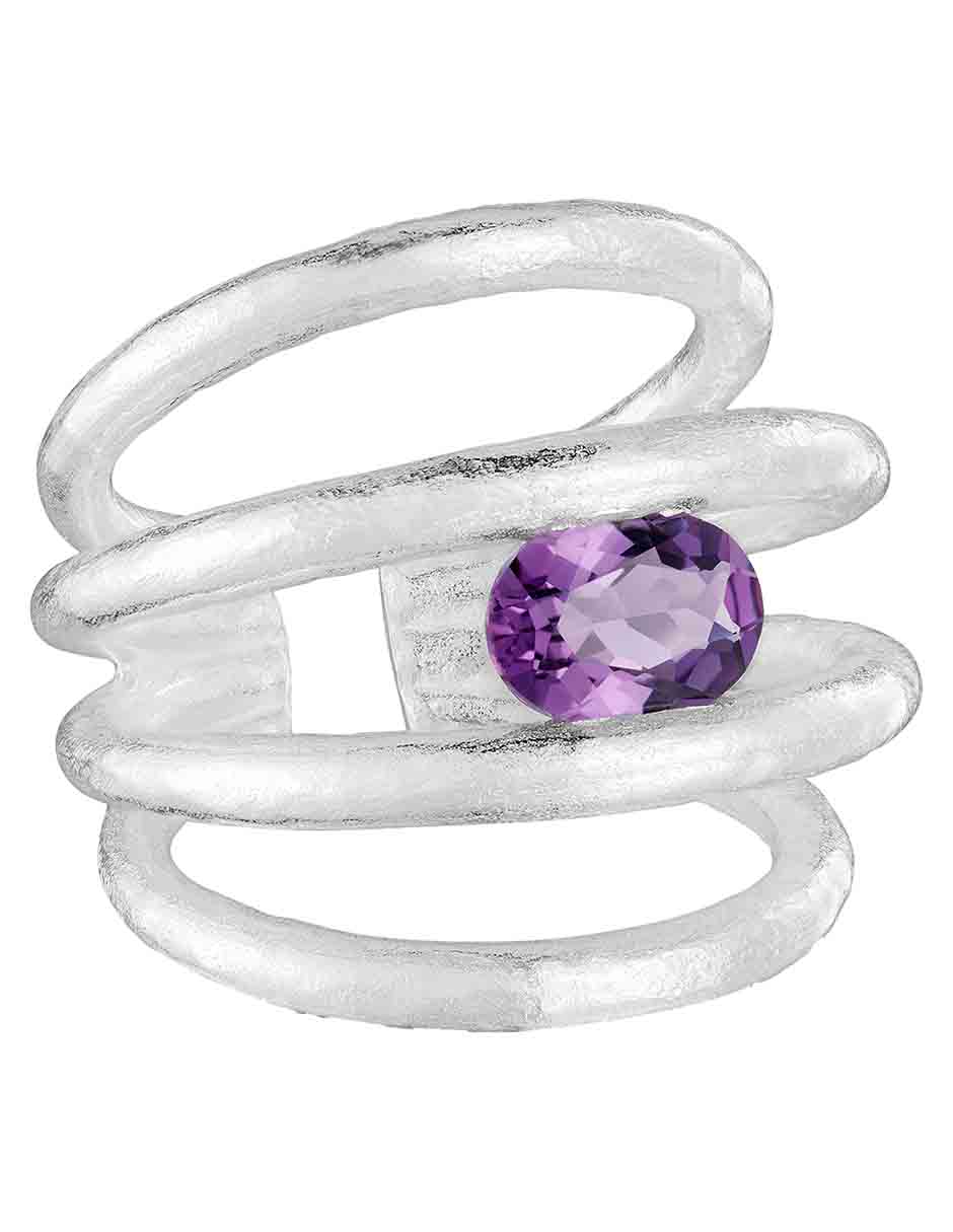 Anillo Tous Duna de plata amatista brillante
