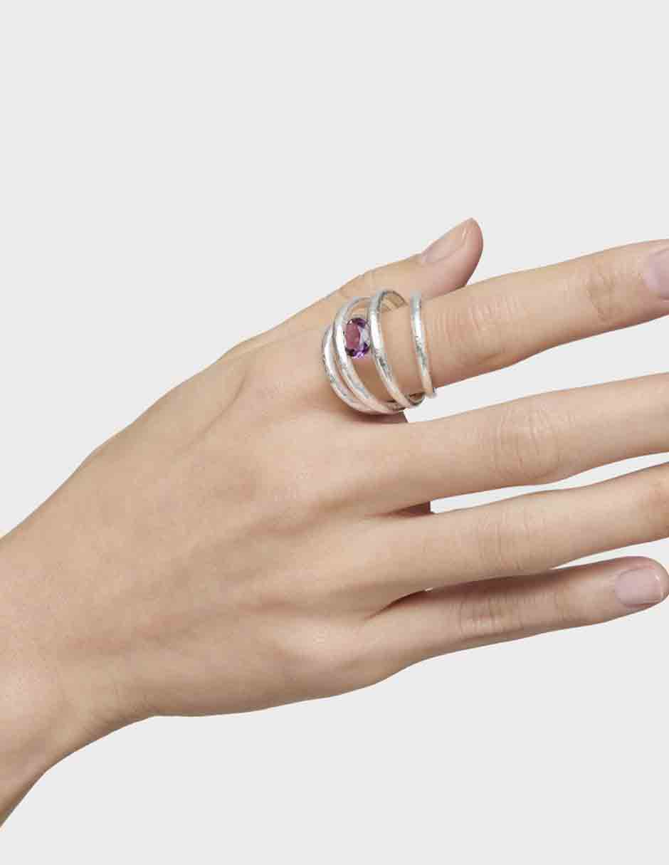 Anillo Duna P 925 de plata amatista brillante 6