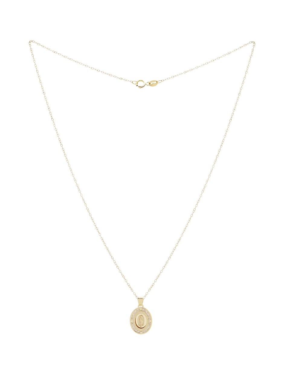 Collar Virgen de Guadalupe ovalado de oro 14 K 2