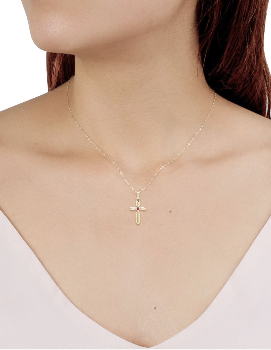 Collar de cruz de oro 14 K 4