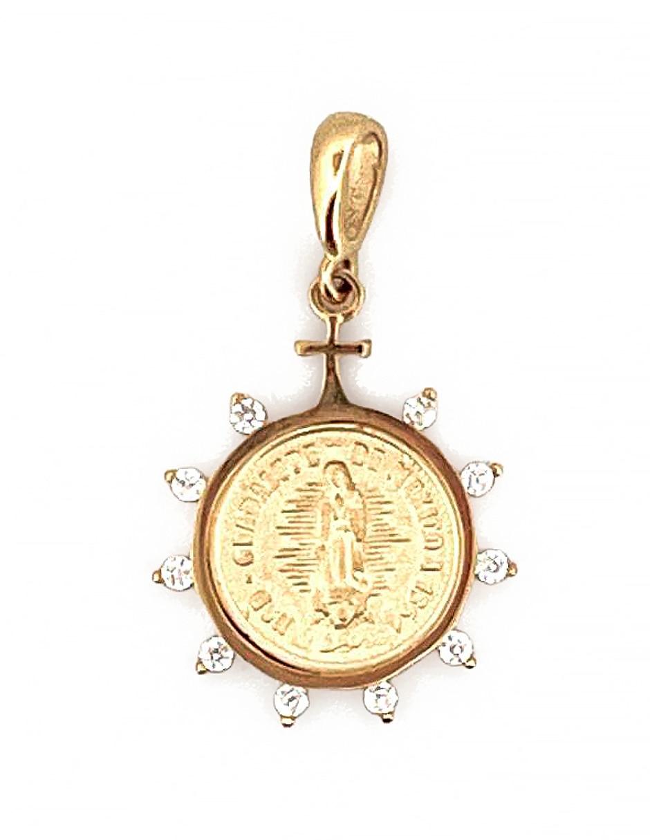 Dije redondo religioso de oro 14 K