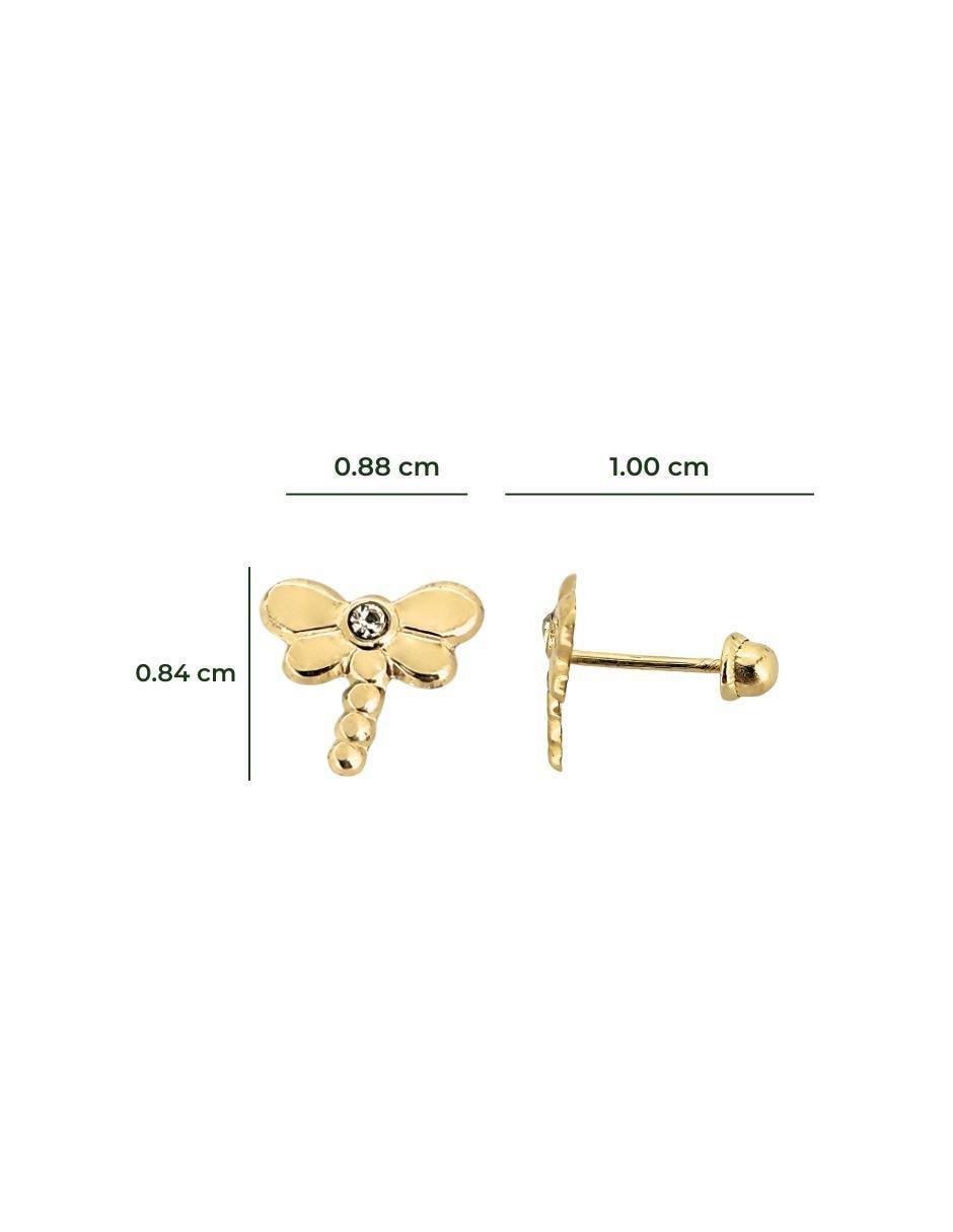 Broqueles de libélula de oro amarillo zirconia 4