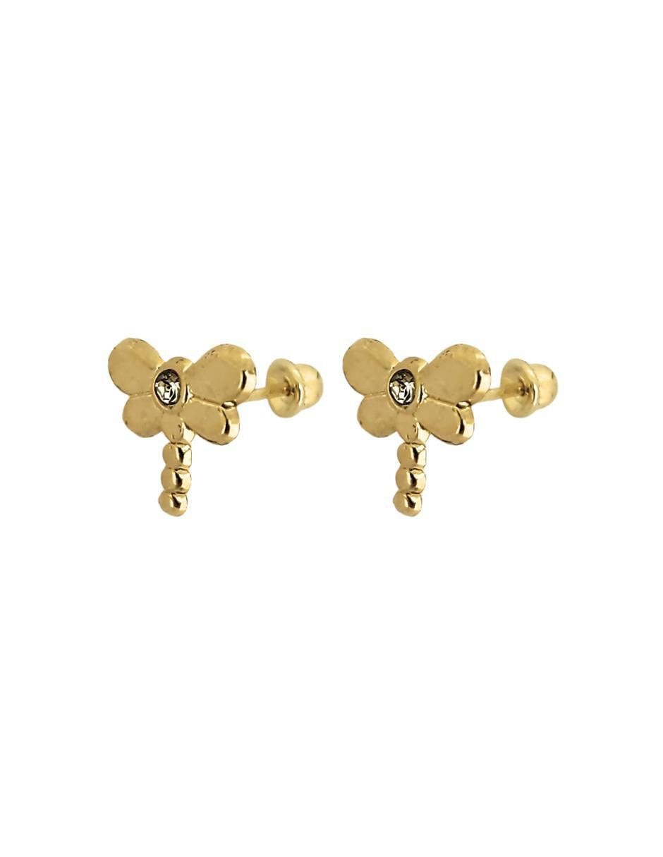 Broqueles de libélula de oro amarillo zirconia 3