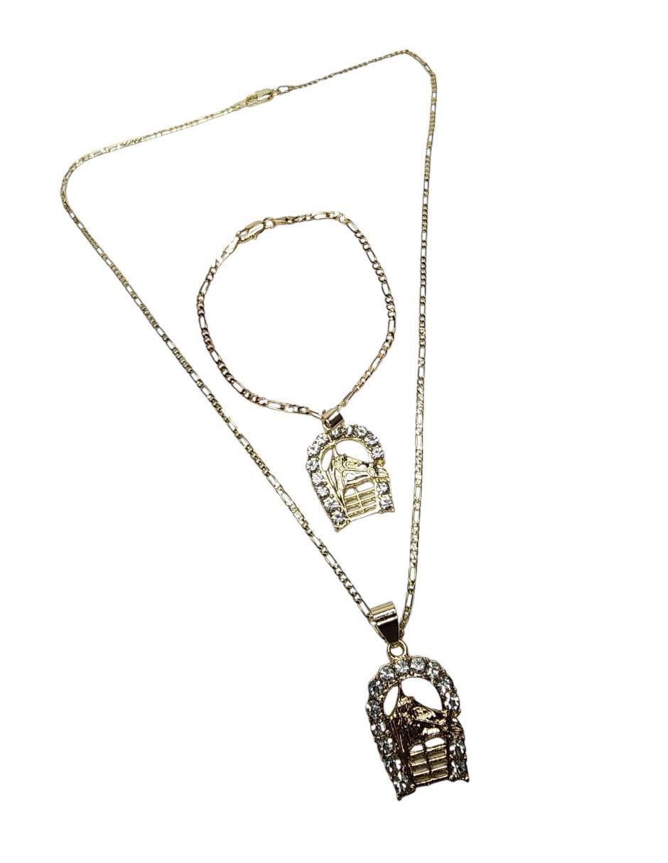 Collar y pulsera de caballo Equino de oro vermeil 14 K zirconia 3