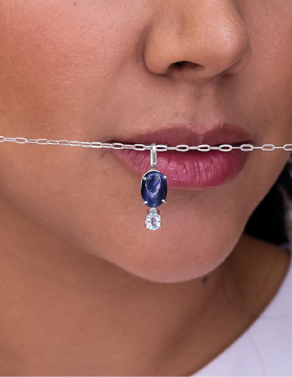 Collar con dije ovalado Destellos de plata P 925 3