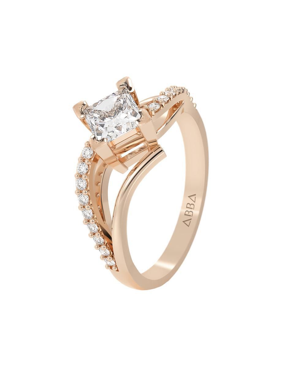 Anillo de compromiso de oro 14 K circonita 2