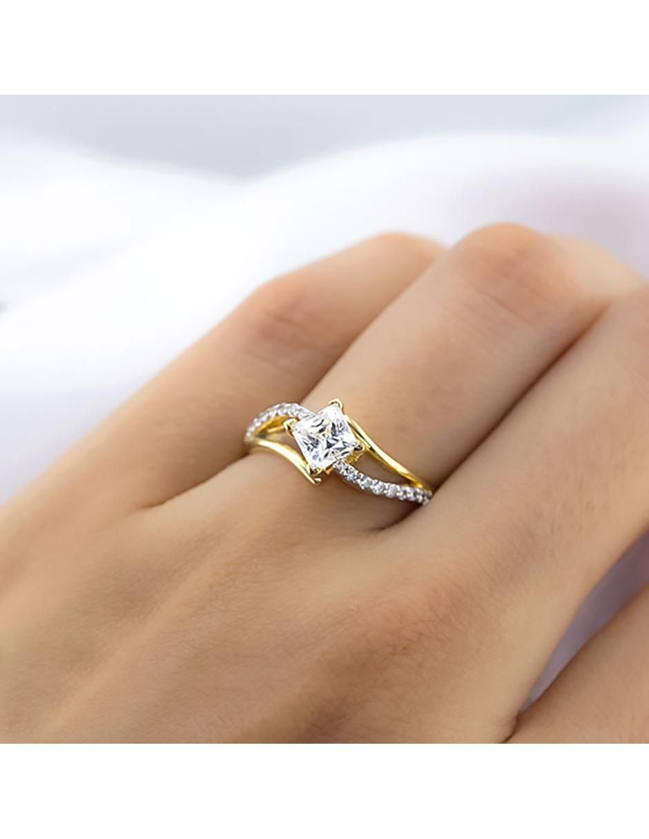 Anillo de compromiso "de" oro 14 k abba joyas no aplica zirconia