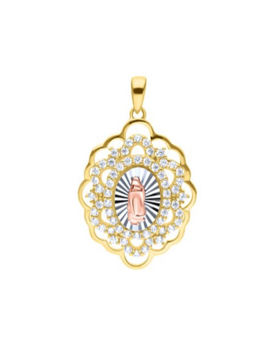 Medalla virgen de guadalupe de oro florentino 14 K