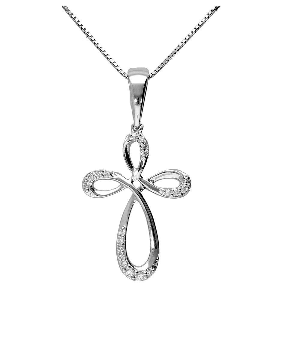 Dije de cruz de oro blanco 14 K