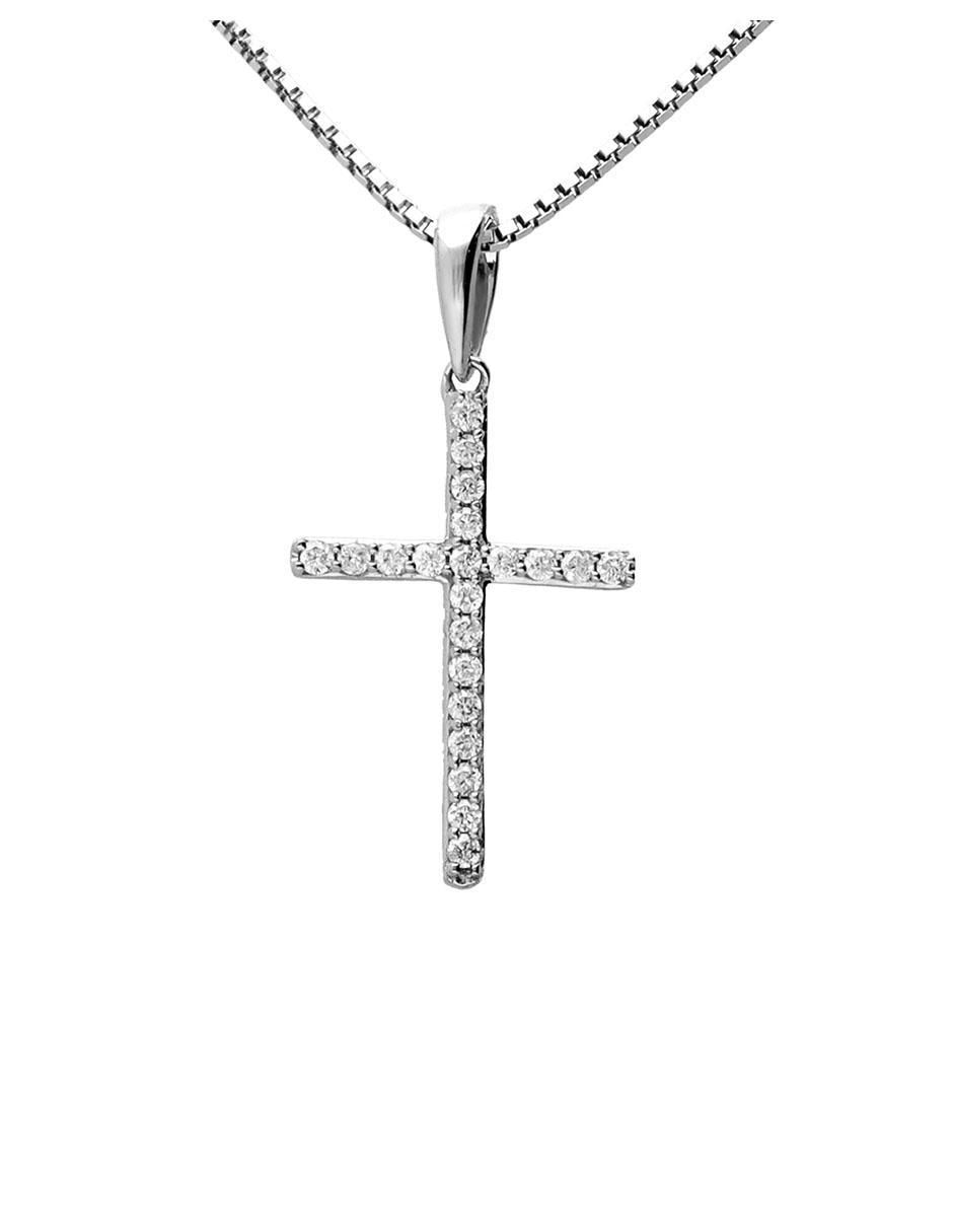 Dije de cruz de oro blanco 14 K