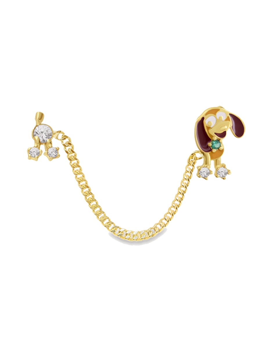 Broqueles de perro Slinky dog Disney Toy Story de oro amarillo con acabado esmaltado zirconia