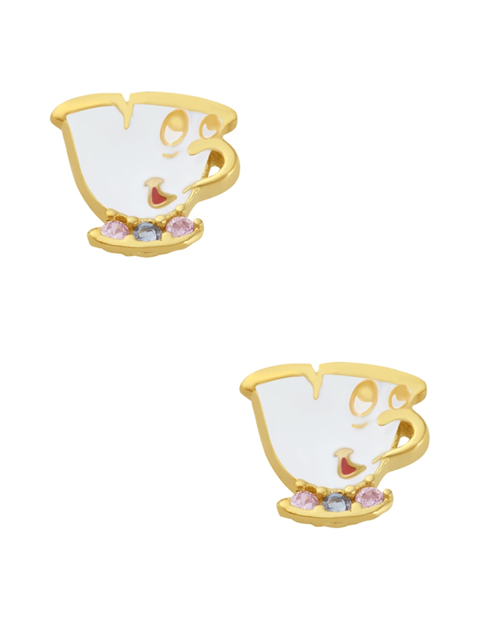 Broqueles redondos de oro amarillo 14 K con acabado esmaltado zirconia Broqueles redondos de oro amarillo 14 K con acabado esmaltado zirconia