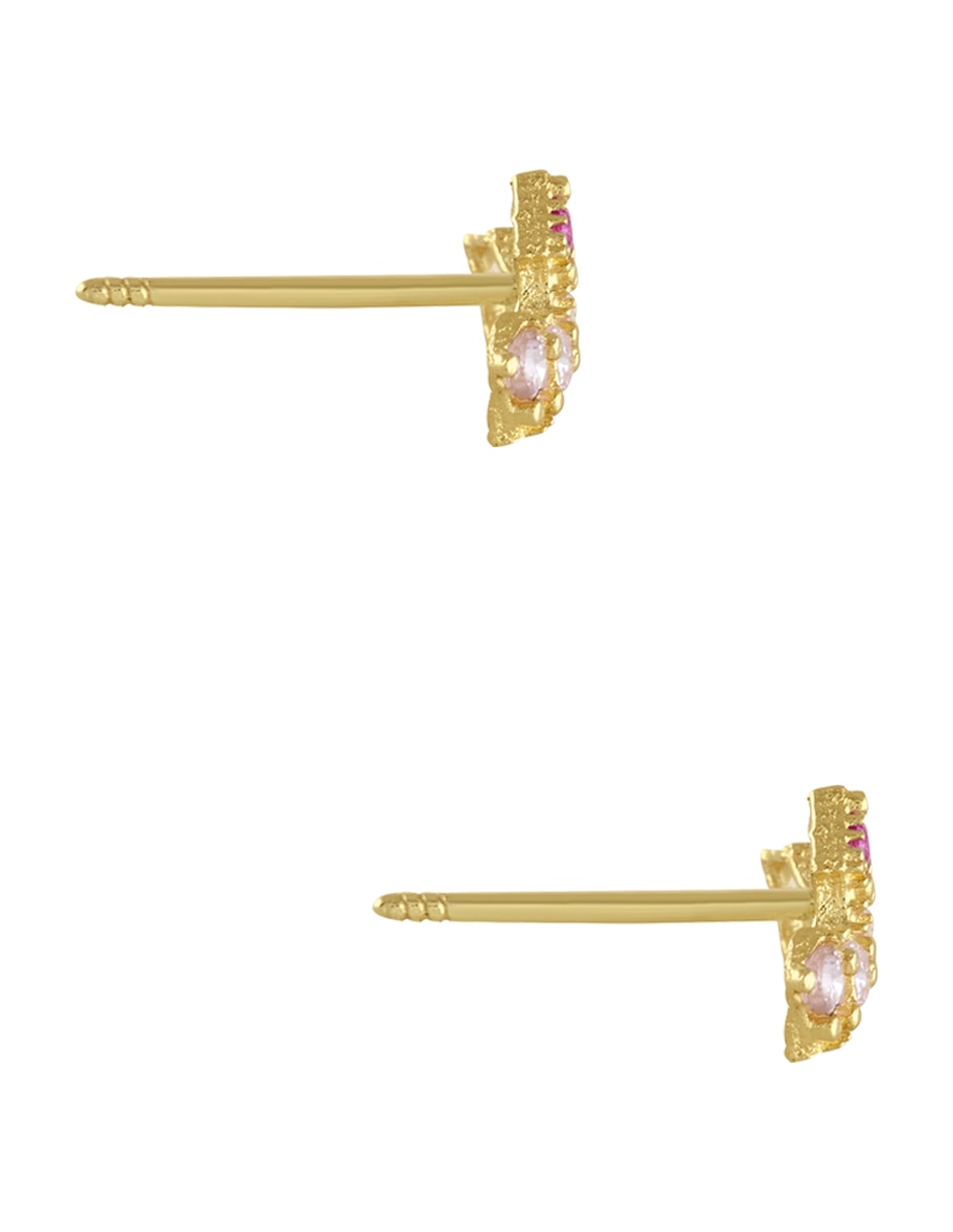 Broqueles de corona Aurora Disney de oro amarillo con acabado pavé zirconia 4