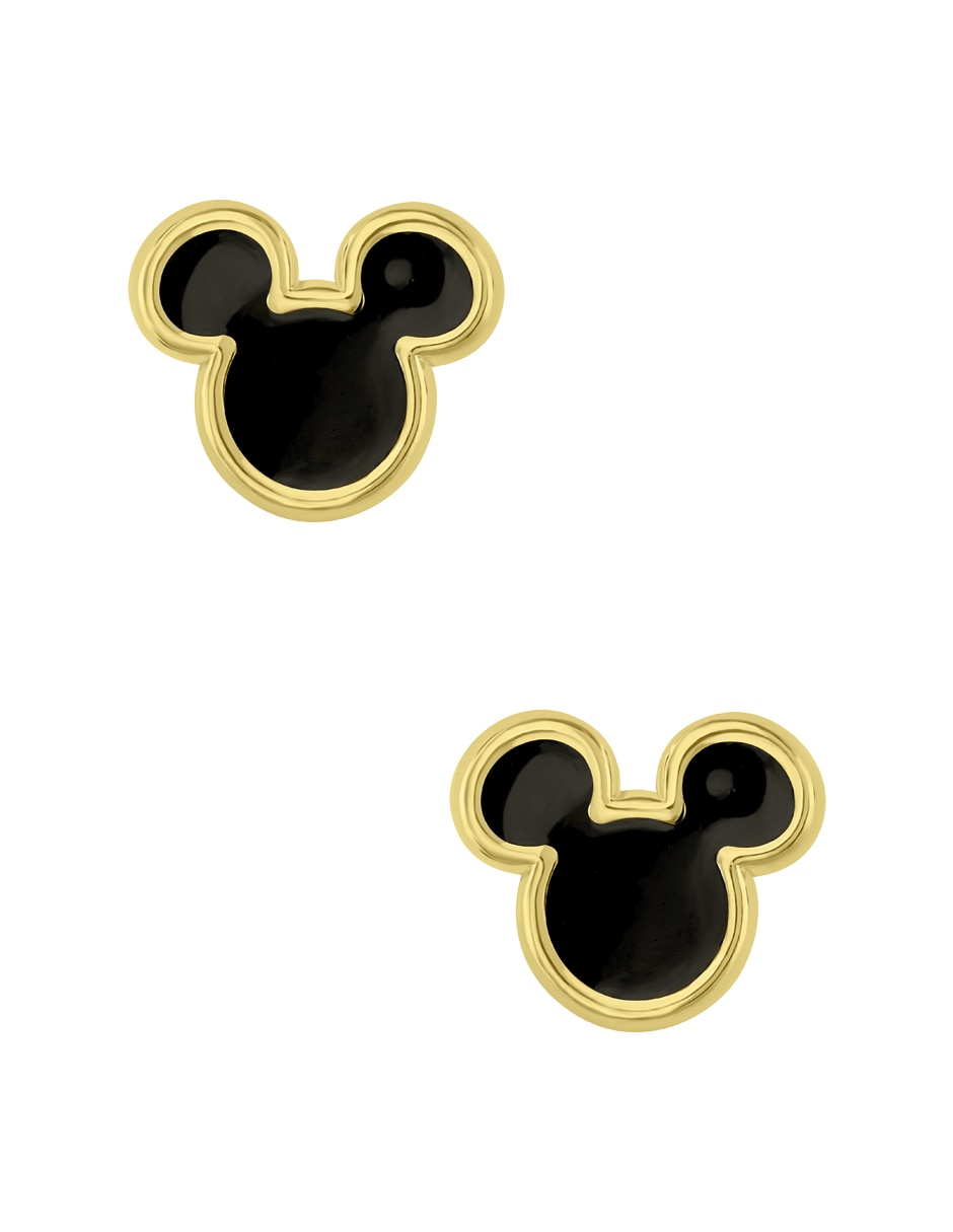 Broqueles Mickey Mouse Disney de oro amarillo con acabado esmaltado