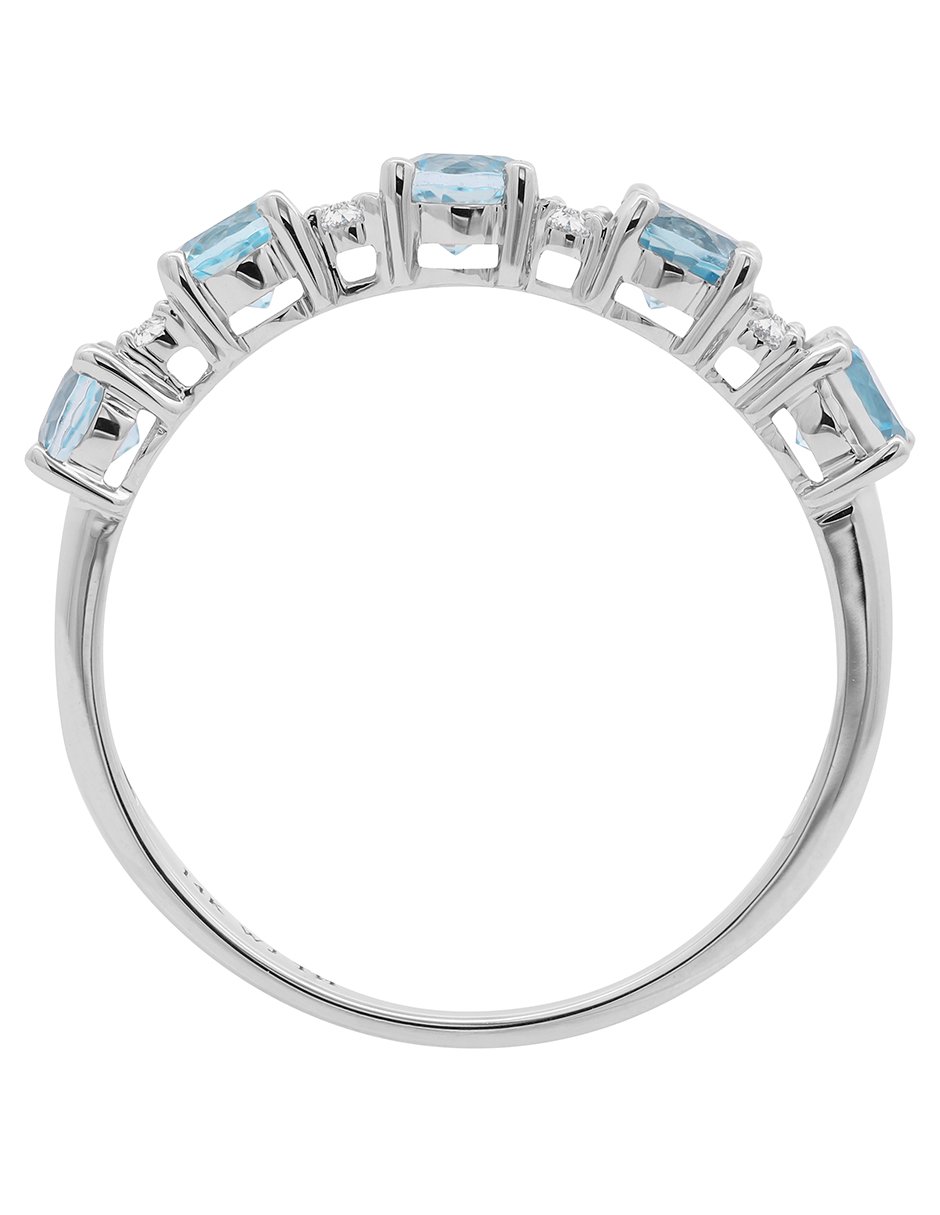 Anillo 14 k de oro blanco topacio y diamante brillante 2