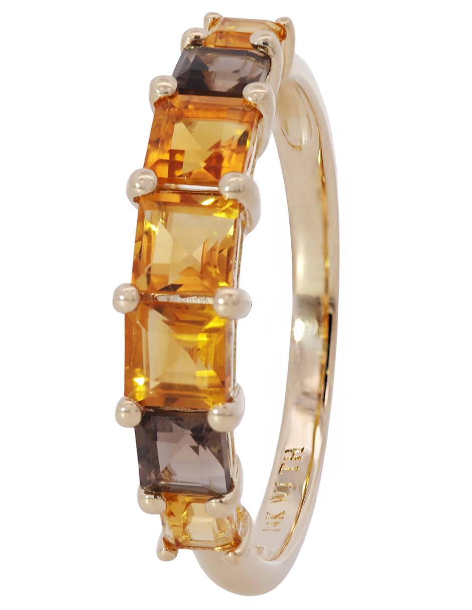 Anillo con gema 14 k de oro citrina brillante 4