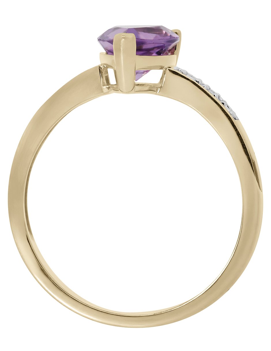 Anillo de gota 14 k de oro amatista y diamante brillante 3