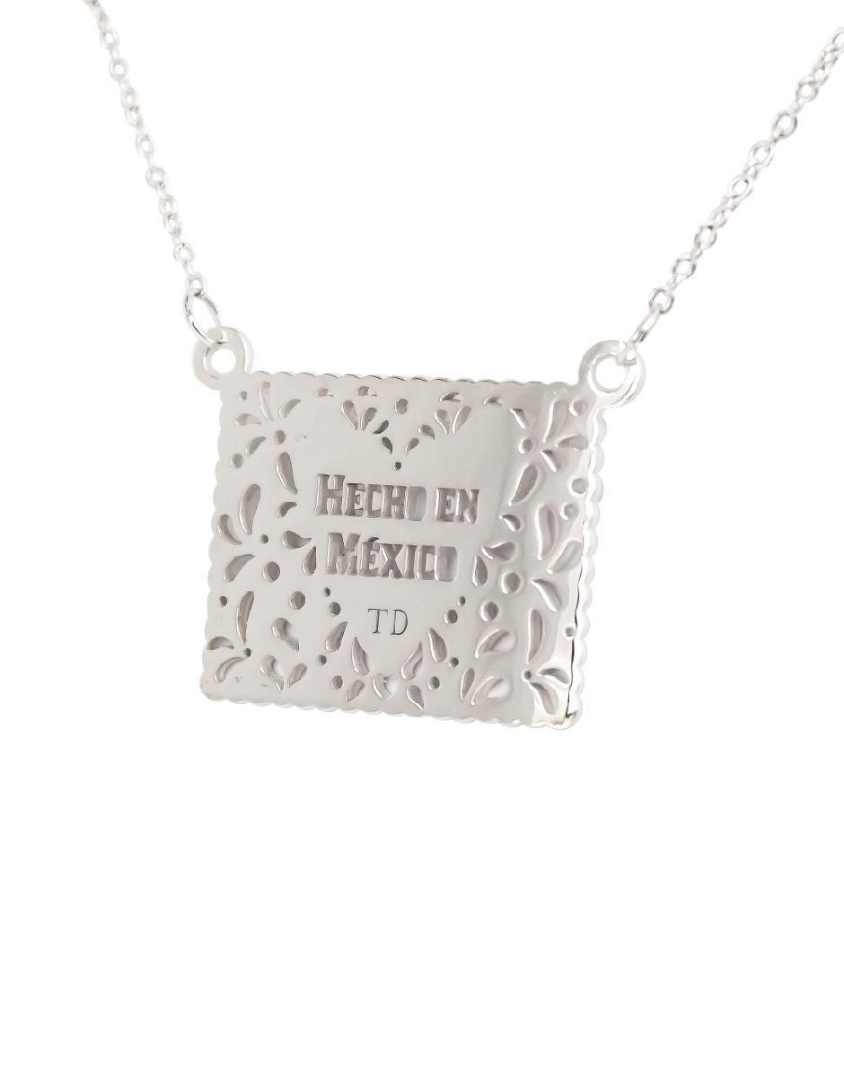 Collar con dije cuadrado de plata P 925 2