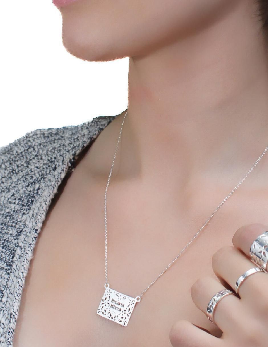 Collar con dije cuadrado de plata P 925 3