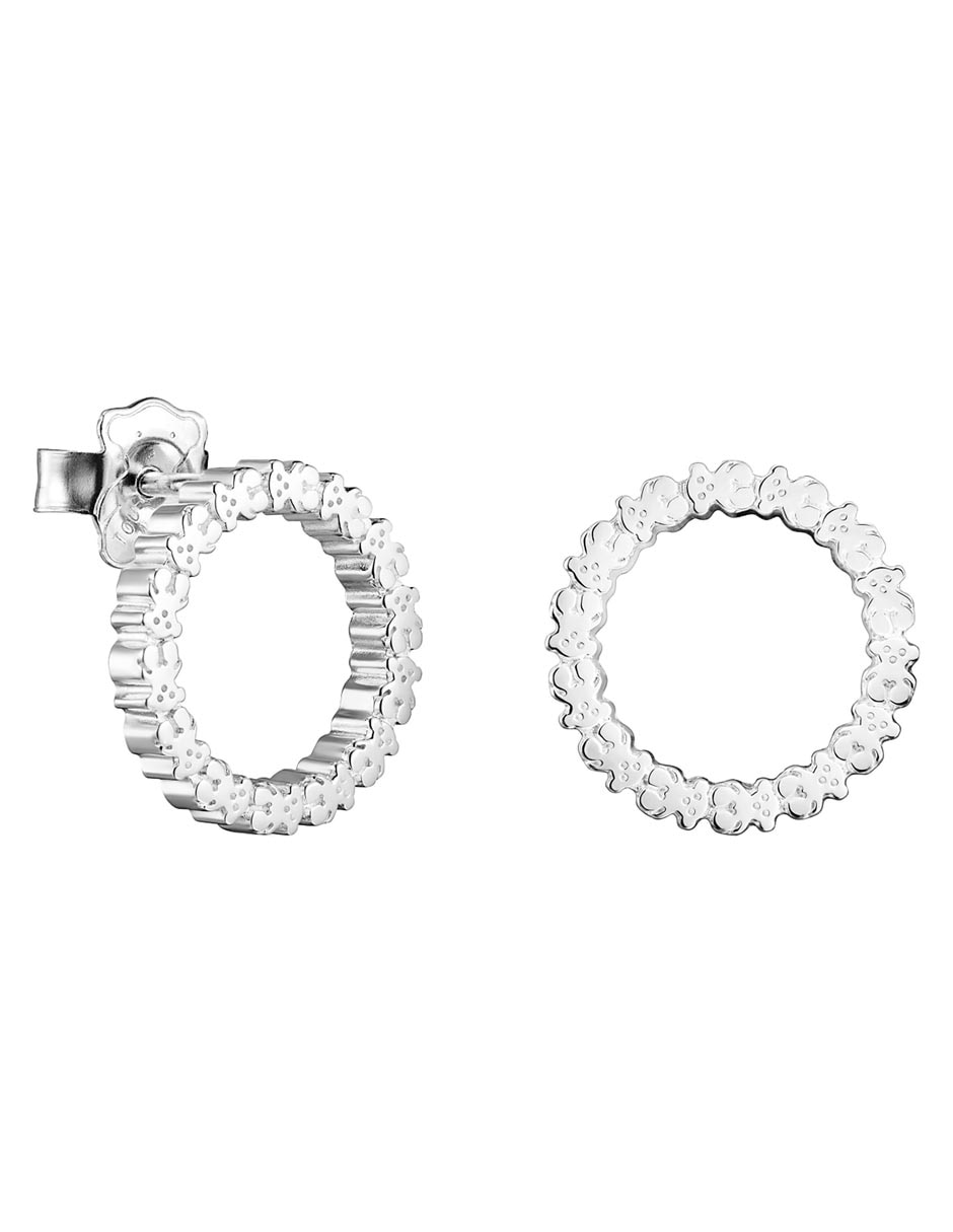 Aretes redondos Oso Straight de plata P 925 con acabado brillante Aretes redondos Oso Straight de plata P 925 con acabado brillante