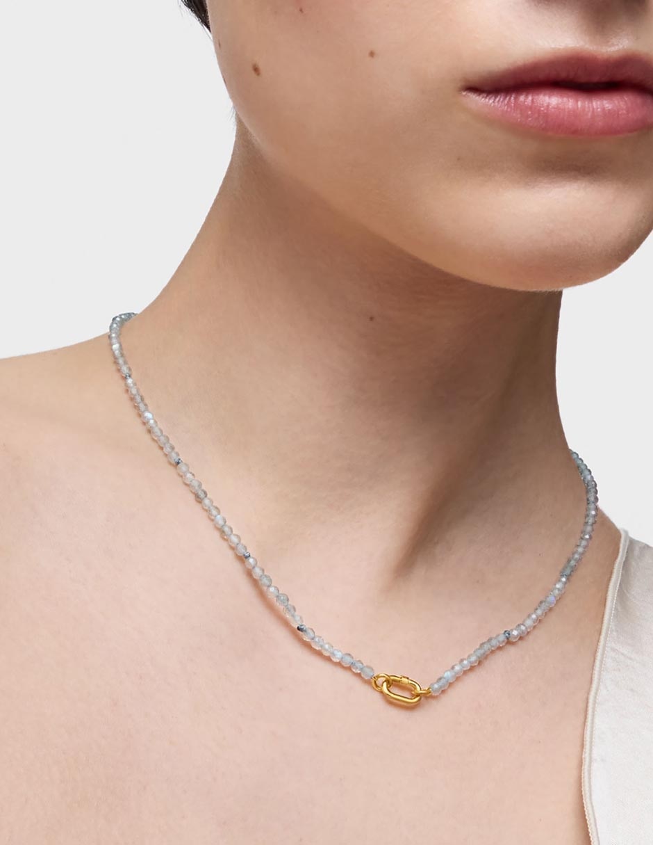 Collar Hold Oval de oro amarillo 18 k 7