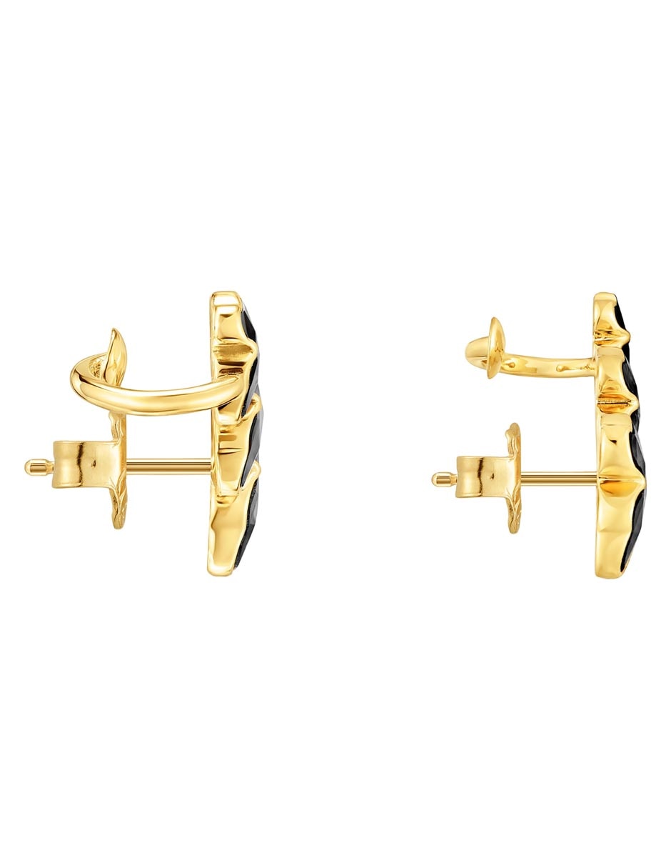 Aretes de oso de plata P 925 con acabado brillante ónix 2
