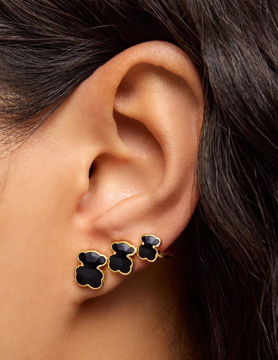Aretes de oso de plata P 925 con acabado brillante ónix 6