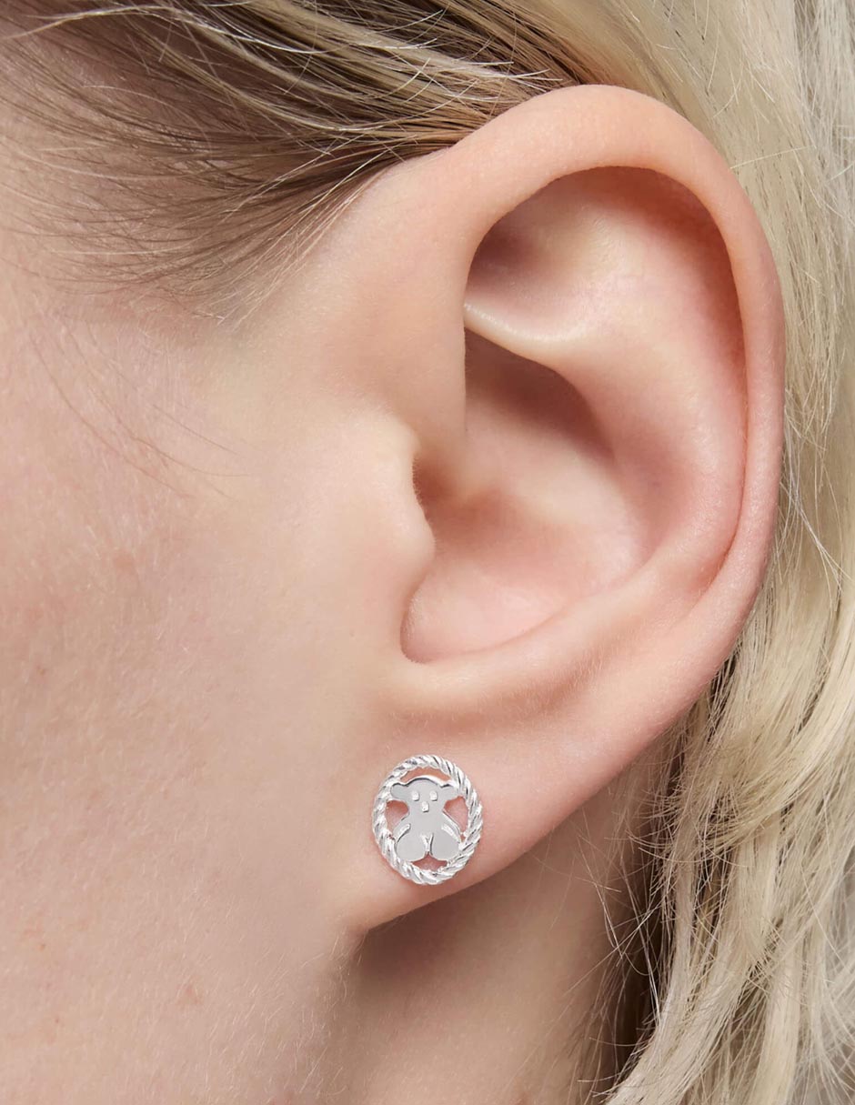 Aretes de oso Camee de plata P 925 con acabado brillante 6