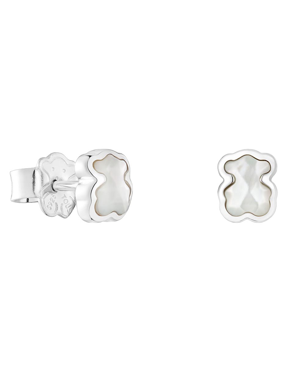 Aretes de oso de plata P 925 con acabado brillante nácar Aretes de oso de plata P 925 con acabado brillante nácar