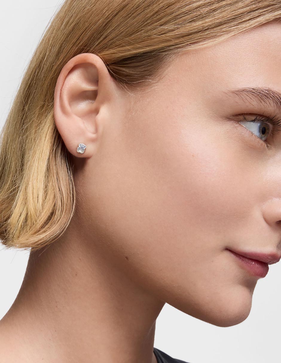 Aretes de oso de plata P 925 con acabado brillante nácar 5