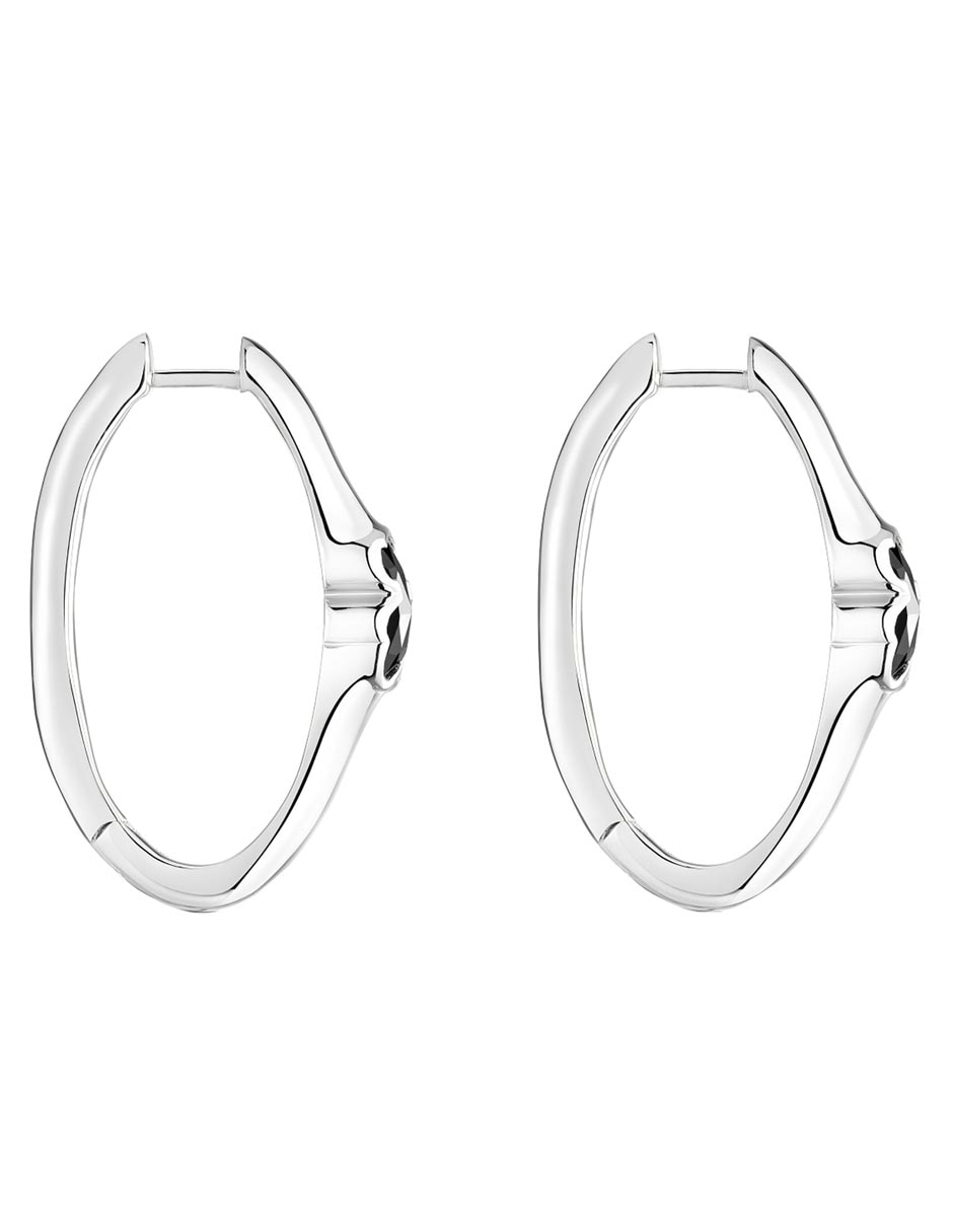 Aretes de aro de oso de plata P 925 con acabado brillante ónix 2