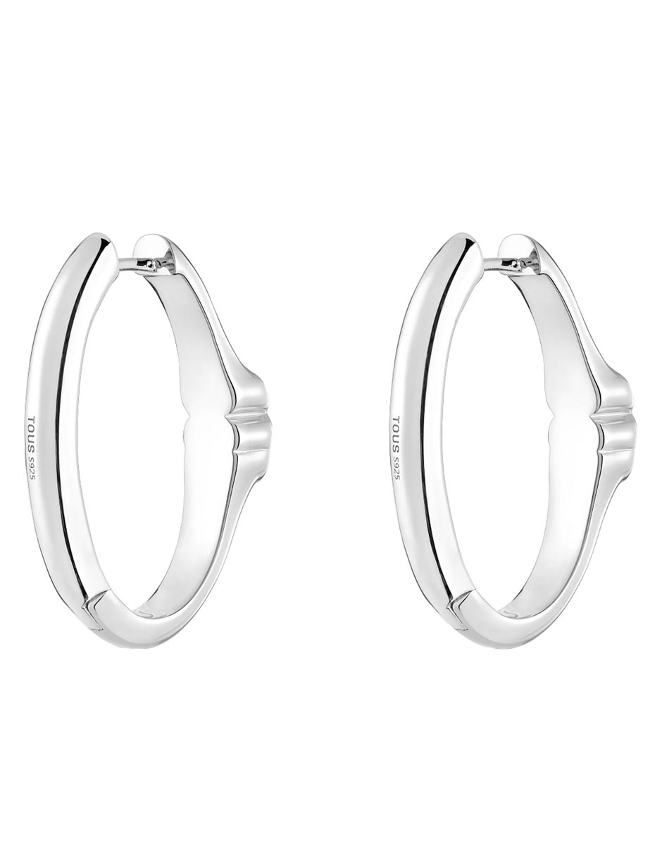Aretes de aro de oso de plata P 925 con acabado brillante ónix 3