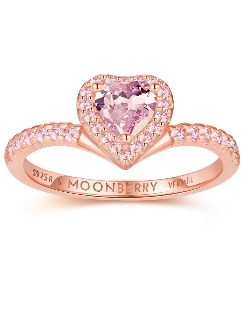 Anillo de corazón Eternity Moments de plata vermeil P 925 zirconia cúbica con acabado baño de oro rosa 2