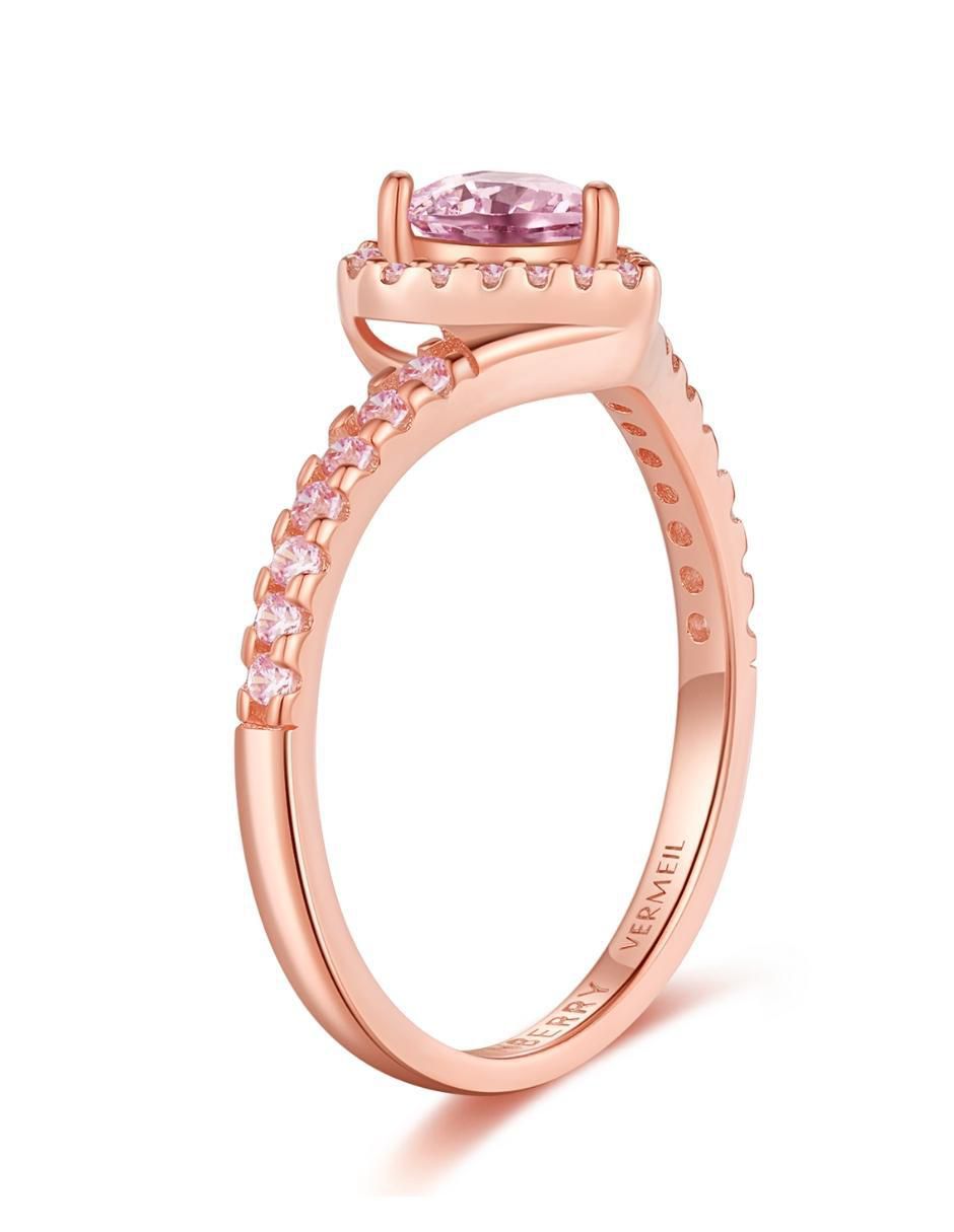 Anillo de corazón Eternity Moments de plata vermeil P 925 zirconia cúbica con acabado baño de oro rosa 3