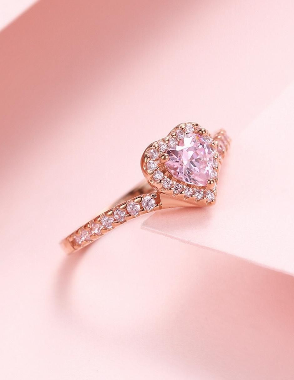 Anillo de corazón Eternity Moments de plata vermeil P 925 zirconia cúbica con acabado baño de oro rosa 6