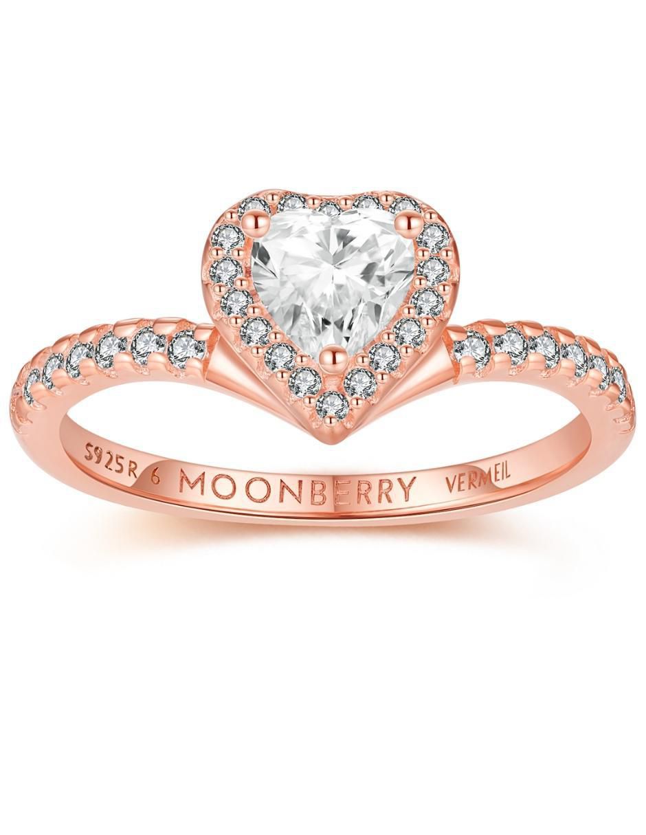 Anillo de corazón Eternity Moments de plata vermeil P 925 zirconia cúbica con acabado baño de oro rosa 2