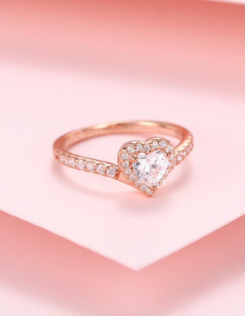 Anillo de corazón Eternity Moments de plata vermeil P 925 zirconia cúbica con acabado baño de oro rosa 4