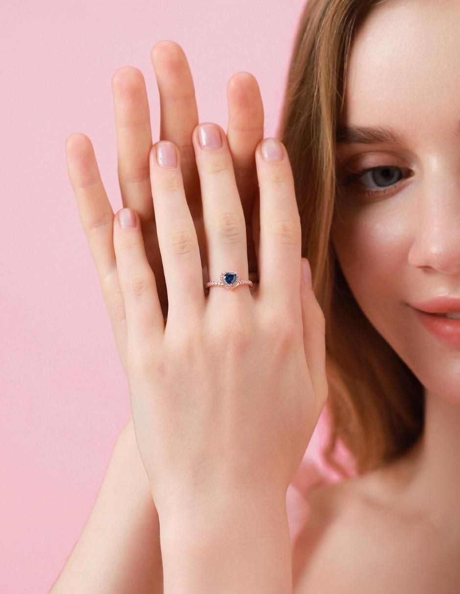 Anillo de corazón Eternity Moments de plata vermeil P 925 zirconia cúbica con acabado baño de oro rosa 11