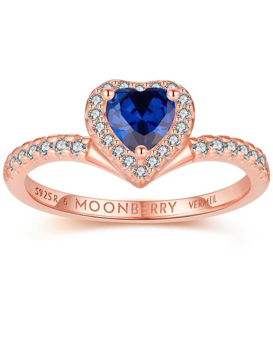 Anillo de corazón Eternity Moments de plata vermeil P 925 zirconia cúbica con acabado baño de oro rosa 2