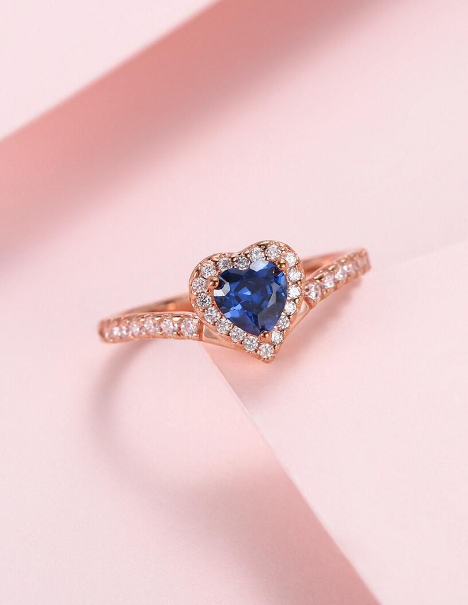 Anillo de corazón Eternity Moments de plata vermeil P 925 zirconia cúbica con acabado baño de oro rosa 4