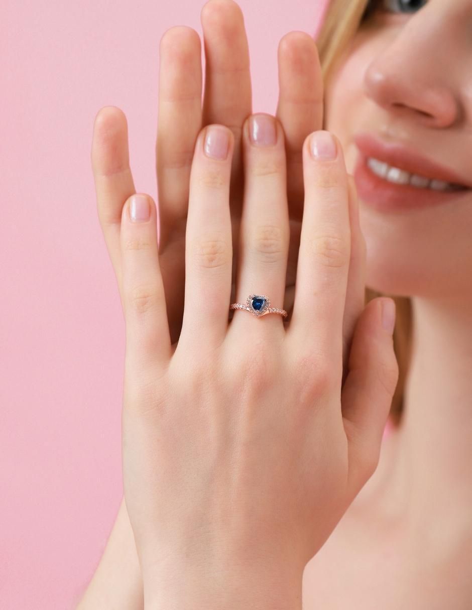 Anillo de corazón Eternity Moments de plata vermeil P 925 zirconia cúbica con acabado baño de oro rosa 7