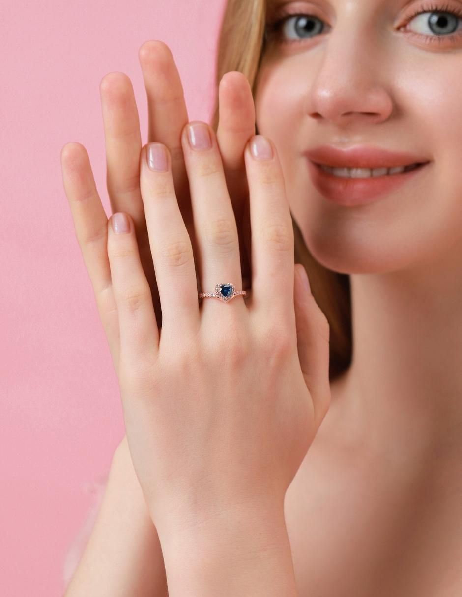 Anillo de corazón Eternity Moments de plata vermeil P 925 zirconia cúbica con acabado baño de oro rosa 9