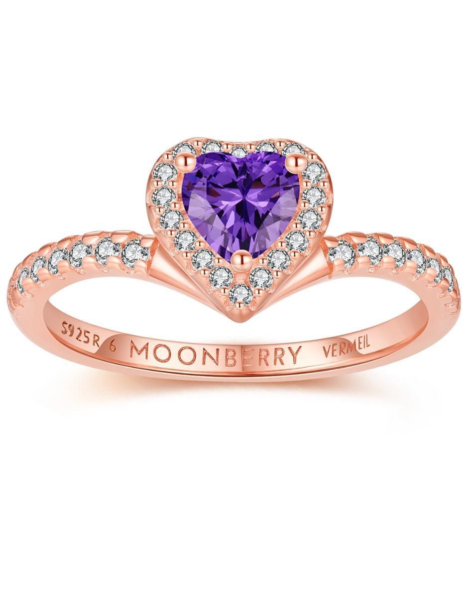 Anillo de corazón Eternity Moments de plata vermeil P 925 zirconia cúbica con acabado baño de oro rosa 2