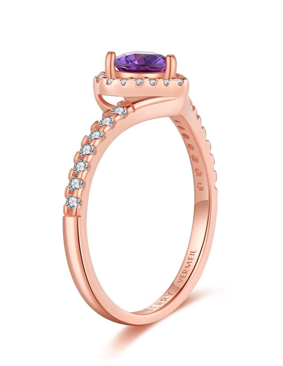 Anillo de corazón Eternity Moments de plata vermeil P 925 zirconia cúbica con acabado baño de oro rosa 3
