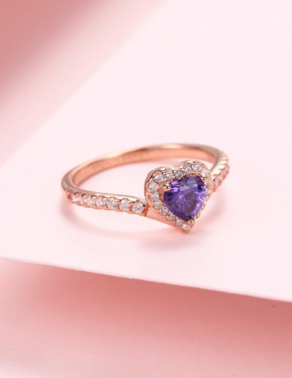 Anillo de corazón Eternity Moments de plata vermeil P 925 zirconia cúbica con acabado baño de oro rosa 4