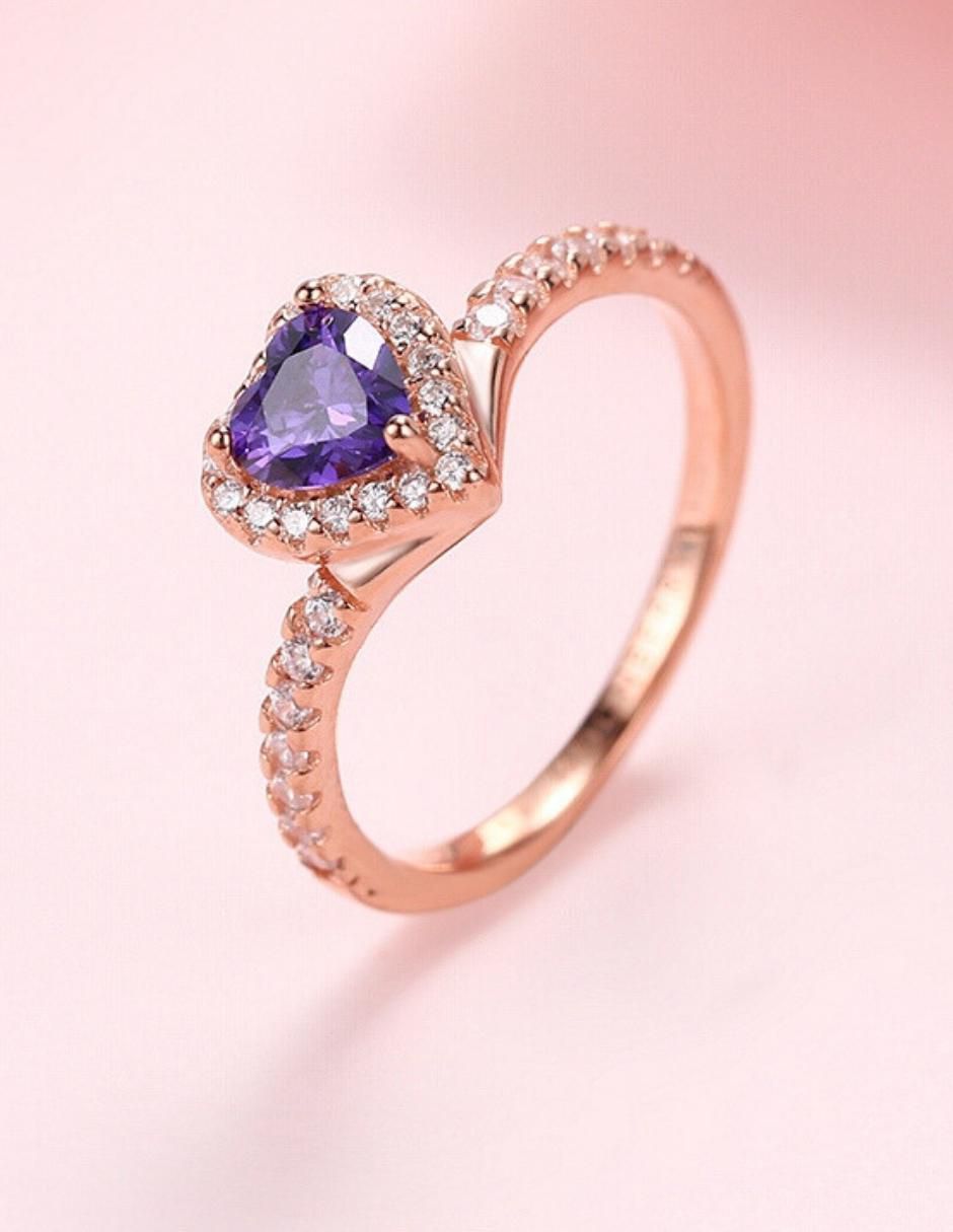 Anillo de corazón Eternity Moments de plata vermeil P 925 zirconia cúbica con acabado baño de oro rosa 5