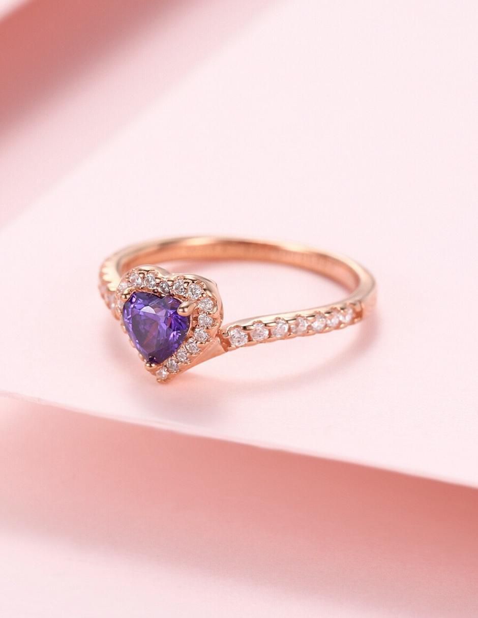 Anillo de corazón Eternity Moments de plata vermeil P 925 zirconia cúbica con acabado baño de oro rosa 6