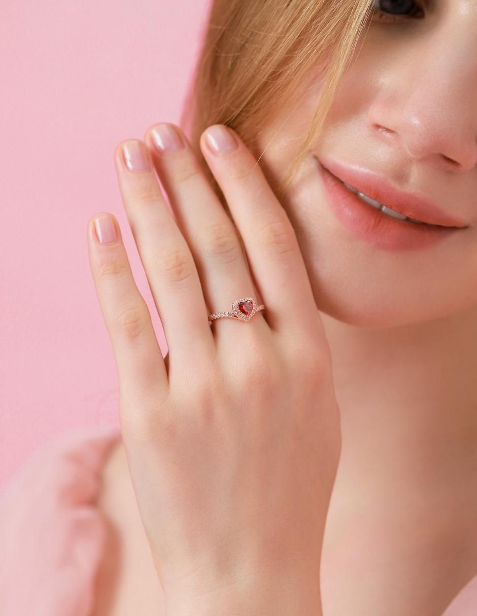 Anillo de corazón Eternity Moments de plata vermeil P 925 zirconia cúbica con acabado baño de oro rosa 7