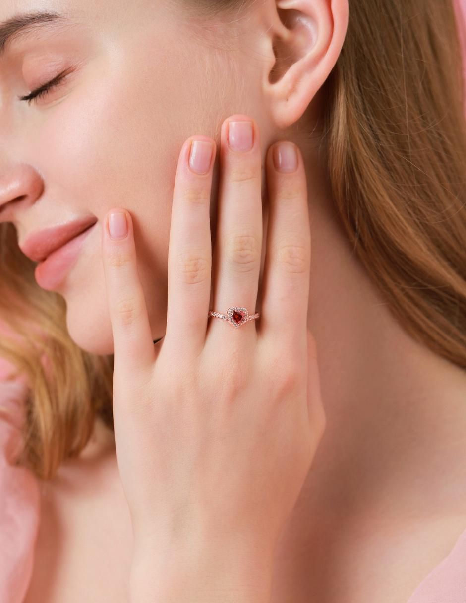 Anillo de corazón Eternity Moments de plata vermeil P 925 zirconia cúbica con acabado baño de oro rosa 8