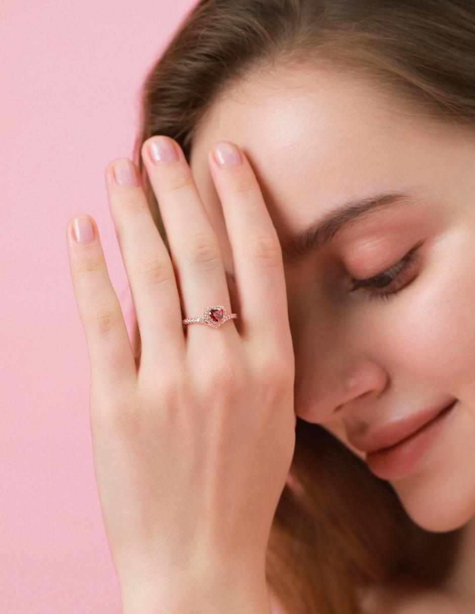 Anillo de corazón Eternity Moments de plata vermeil P 925 zirconia cúbica con acabado baño de oro rosa 9